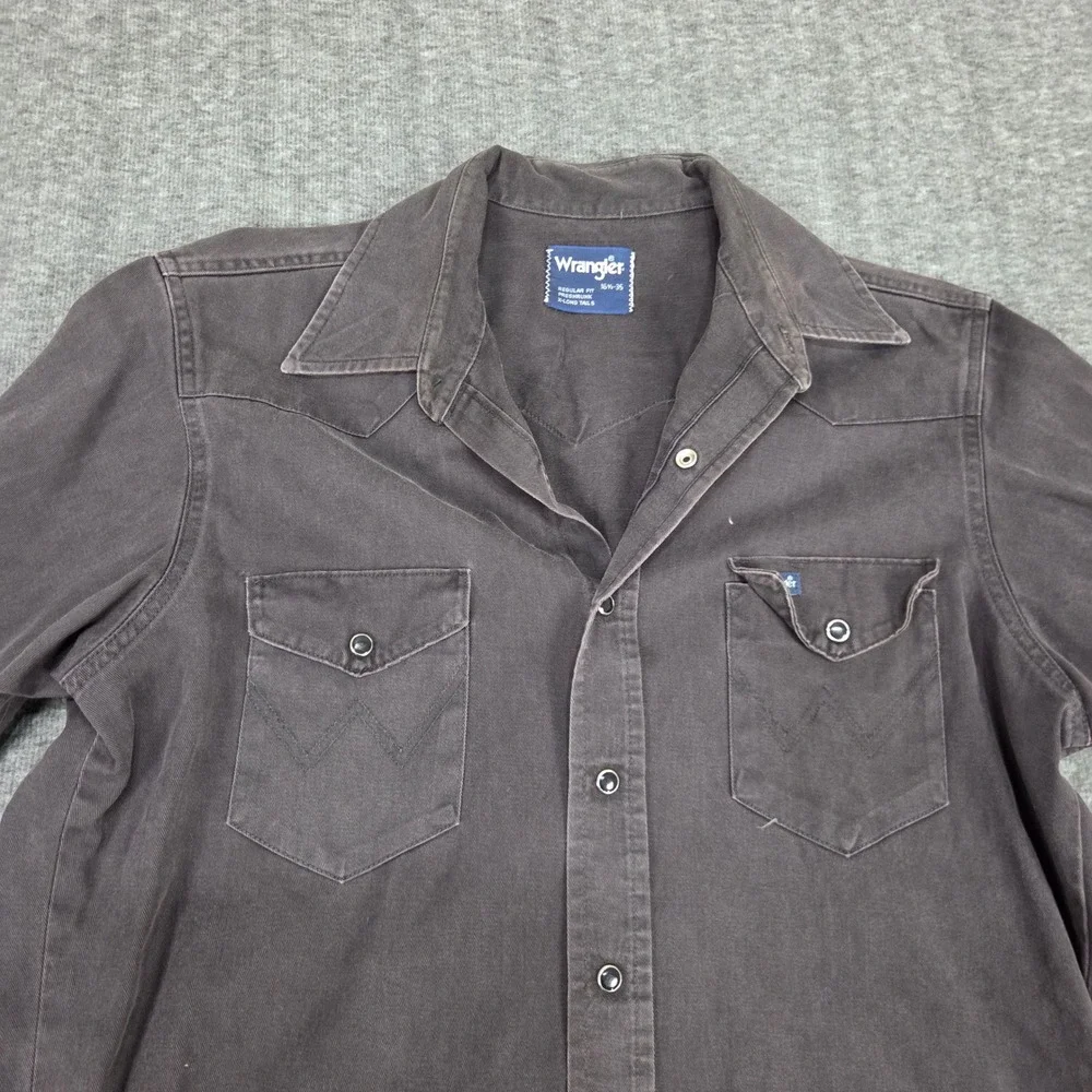 VTG Wrangler Shirt Men X Long Tails Western Snap Long Sleeve Brown Regular Fit - Picture 4 of 10